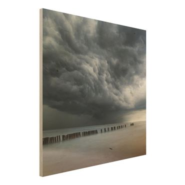 Quadro in legno - Nubi di tempesta sul Mar Baltico - Quadrato 1:1
