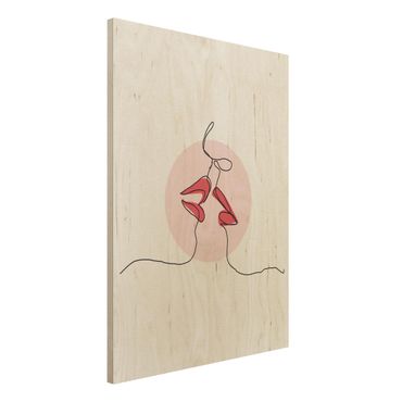 Stampa su legno - Lips kiss Line Art - Verticale 4:3