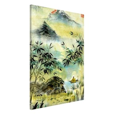 Lavagna magnetica - Giapponese disegno ad acquerello Bamboo Forest - Formato verticale 2:3