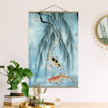 Foto su tessuto da parete con bastone - Giapponese disegno ad acquerello Goldfish II - Verticale 3:2