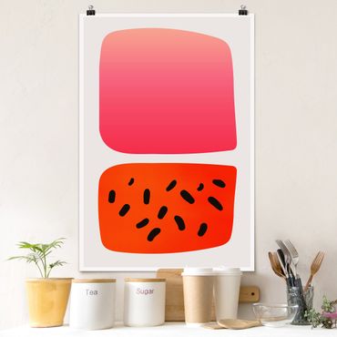 Poster - Forme astratte - melone e rosa - Verticale 3:2