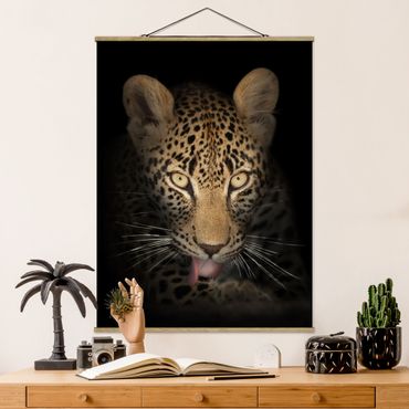 Foto su tessuto da parete con bastone - Riposo Leopard - Verticale 4:3