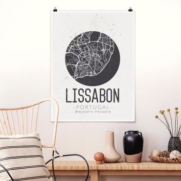Poster - Mappa Lisbona - Retro - Verticale 4:3
