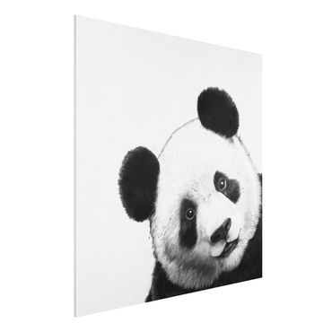 Stampa su Forex - Illustrazione pittura Panda Bianco e nero - Quadrato 1:1