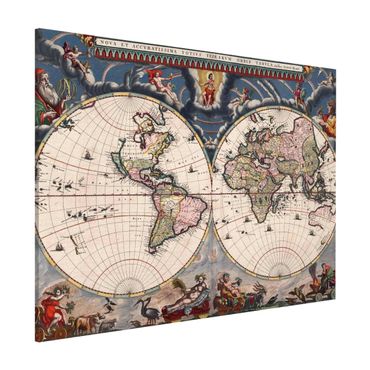 Lavagna magnetica - Storico Mappa del mondo Nova et Accuratissima del 1664 - Formato orizzontale 3:4
