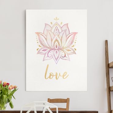 Stampa su tela - Lotus illustrazione Oro Rosa - Verticale 4:3