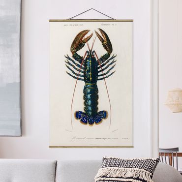 Foto su tessuto da parete con bastone - Vintage Blue Board Lobster - Verticale 3:2