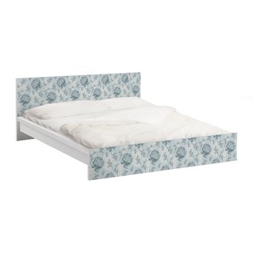 Carta adesiva per mobili IKEA - Malm Letto basso 180x200cm Pattern in blue Hortensia