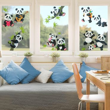 Adesivi per vetri bambini - Dolci orsetti panda in set grande - Stickers vetri cameretta