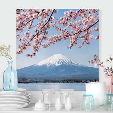 Stampa su tela - Fioriture di ciliegio con il monte Fuji