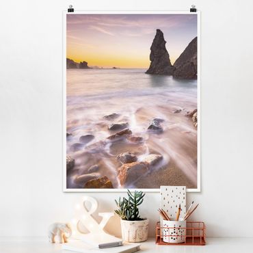 Poster - Spagnolo spiaggia all'alba - Verticale 4:3