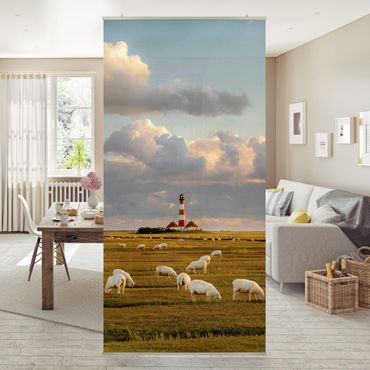 Tenda a pannello - North Sea lighthouse with sheep flock 250x120cm