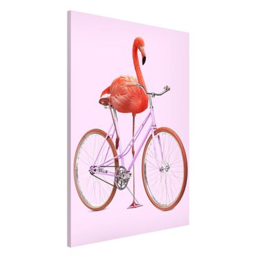Lavagna magnetica - Flamingo con la bicicletta - Formato verticale 2:3