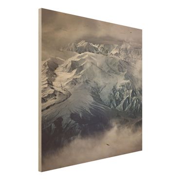 Quadro in legno - Montagne del Tibet - Quadrato 1:1