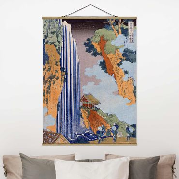 Foto su tessuto da parete con bastone - Katsushika Hokusai - Ono Cascata - Verticale 4:3