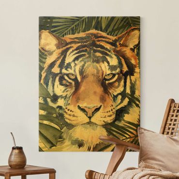 Quadro su tela oro - Tigre nella giungla