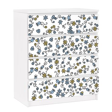 Carta adesiva per mobili IKEA - Malm Cassettiera 4xCassetti - Mille Fleurs Floral Design