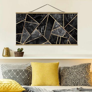 Foto su tessuto da parete con bastone - Elisabeth Fredriksson - Grigio Triangoli d'oro - Orizzontale 1:2