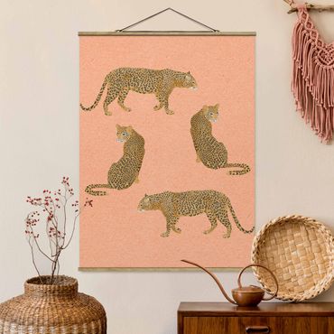 Foto su tessuto da parete con bastone - Laura Graves - Illustrazione Leopard Rosa Pittura - Verticale 4:3