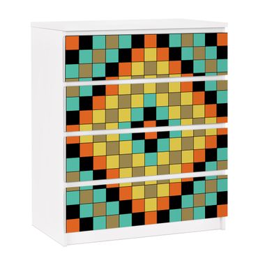 Carta adesiva per mobili IKEA - Malm Cassettiera 4xCassetti - Colorful mosaic