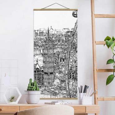 Quadro su tessuto con stecche per poster - Città Studi - London Eye - Verticale 2:1
