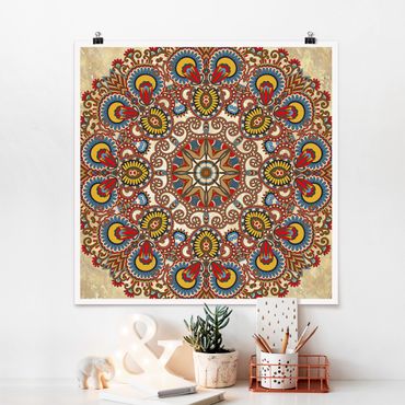 Poster - colorato Mandala - Quadrato 1:1