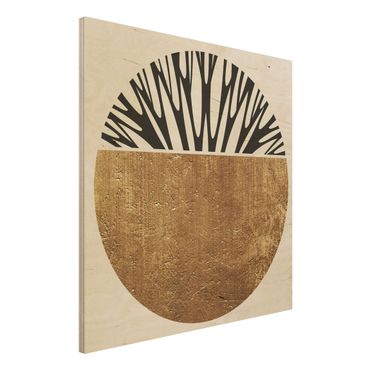 Stampa su legno - Forme astratte - cerchio dorato - Quadrato 1:1