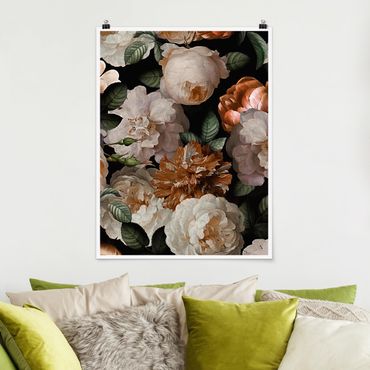 Poster - Red Rose con rose bianche - Verticale 4:3