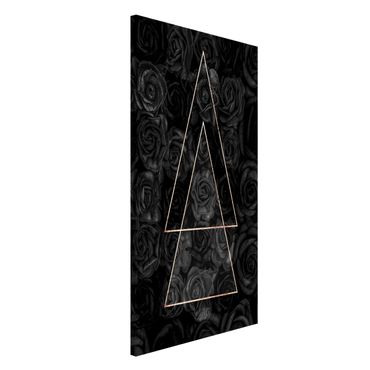 Lavagna magnetica - Black Roses con Golden Triangoli - Formato verticale 4:3
