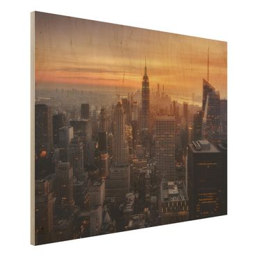 Quadro in legno - Manhattan Skyline Evening - Orizzontale 4:3