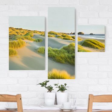 Stampa su tela 3 parti - Dunes and grasses at the sea - Collage 1