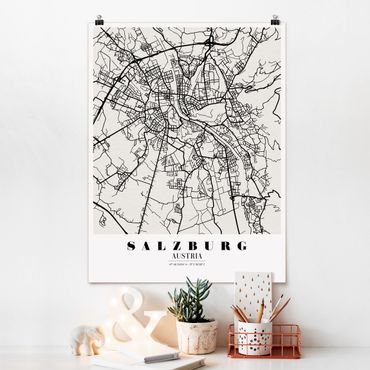 Poster - Mappa Salisburgo - Classic - Verticale 4:3