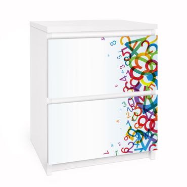 Carta adesiva per mobili IKEA - Malm Cassettiera 2xCassetti - Colourful Numbers