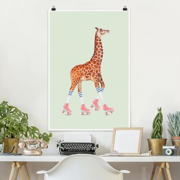 Poster - Jonas Loose - Giraffa Con Pattini a rotelle - Verticale 3:2