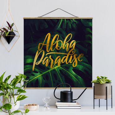 Quadro su tessuto con stecche per poster - Jungle - Aloha Paradise - Quadrato 1:1