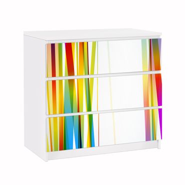 Carta adesiva per mobili IKEA - Malm Cassettiera 3xCassetti - Rainbow Stribes