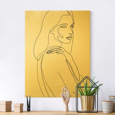 Quadro su tela oro - Line Art spalle femminili in bianco e nero