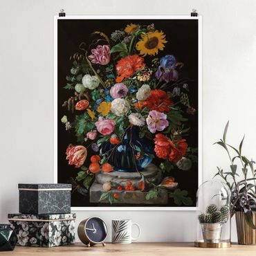 Poster - Jan Davidsz De Heem - Vaso di vetro con i fiori - Verticale 4:3