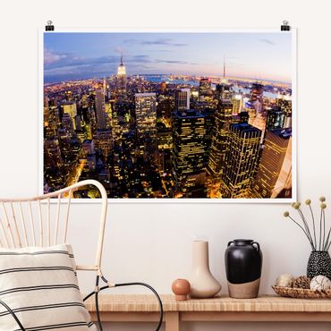 Poster - Skyline di New York At Night - Orizzontale 2:3