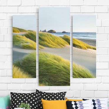 Stampa su tela 3 parti - Dunes And Grasses At The Sea - Trittico da galleria