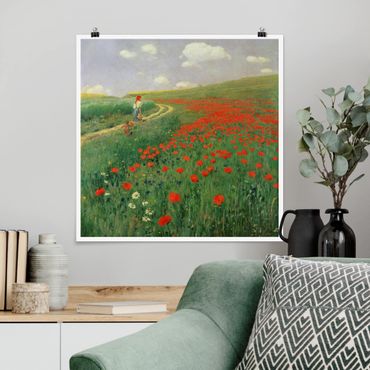Poster - Pál Szinyei-Merse - Paesaggio estivo con una fioritura di papavero - Quadrato 1:1
