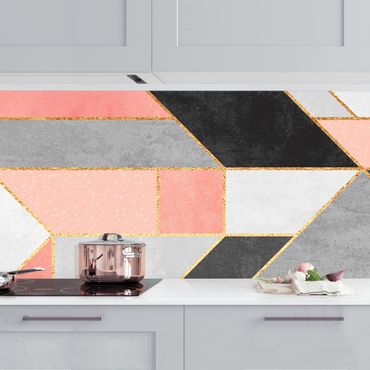 Rivestimenti cucina - Geometria rosa e oro