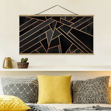 Foto su tessuto da parete con bastone - Elisabeth Fredriksson - Nero Triangoli d'oro - Orizzontale 1:2