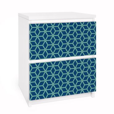 Carta adesiva per mobili IKEA - Malm Cassettiera 2xCassetti - Cube pattern blue