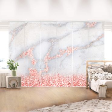 Tende scorrevoli set - Ottica marmo con Rosa Confetti - 6 Pannelli