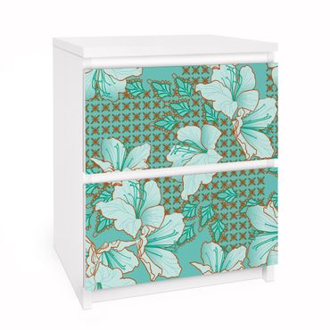 Carta adesiva per mobili IKEA - Malm Cassettiera 2xCassetti - Oriental floral pattern