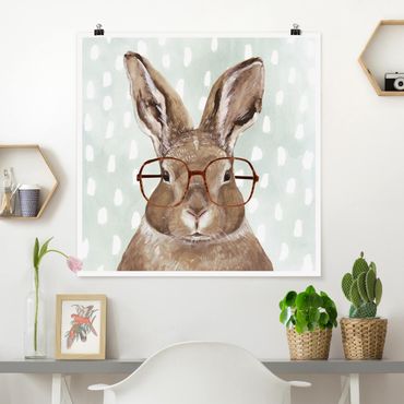 Poster - Animali Occhialuto - Coniglio - Quadrato 1:1