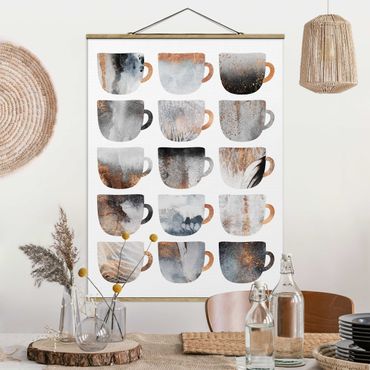 Foto su tessuto da parete con bastone - Elisabeth Fredriksson - Grey tazze di caffè con oro - Verticale 4:3