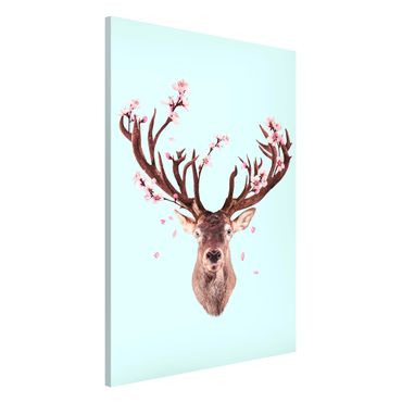 Lavagna magnetica - Cervo con Cherry Blossoms - Formato verticale 2:3