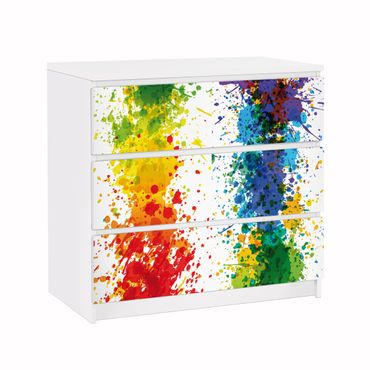 Carta adesiva per mobili IKEA - Malm Cassettiera 3xCassetti - Rainbow splatter